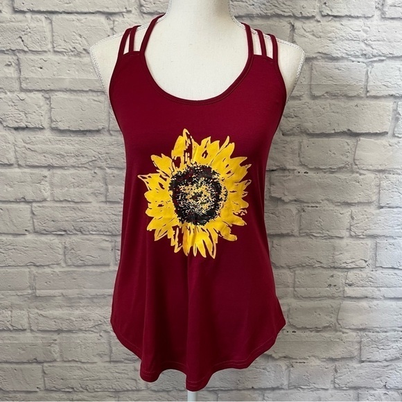 SHEIN Sunflower Strappy Sleeveless Summer Top Size Small - Picture 2 of 9